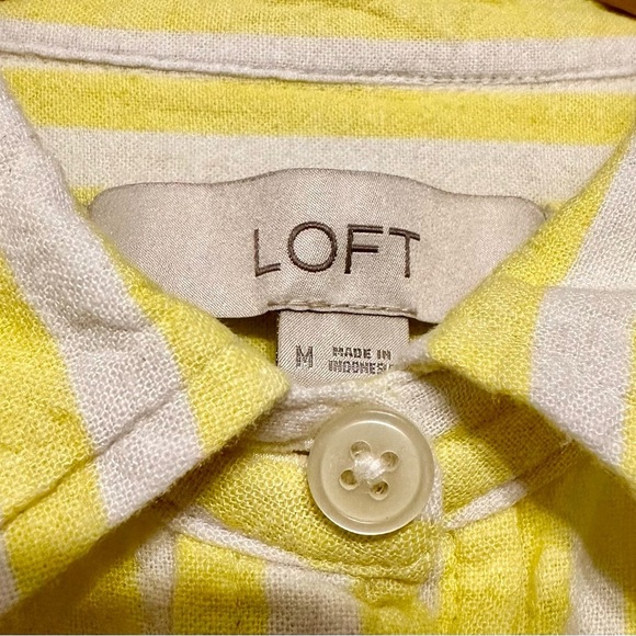 LOFT Yellow Striped Long Sleeve Button-up shirt size medium - Picture 4 of 4